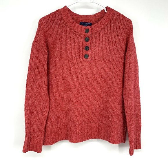 American Eagle Outfitters Sweaters - American Eagle Sweater Henley Jegging Fit Pullover Button Up Pink
